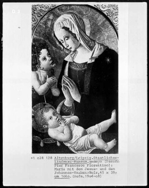 Maria in Halbfigur, das Christuskind anbetend, mit dem Johannesknaben, Folio 00097