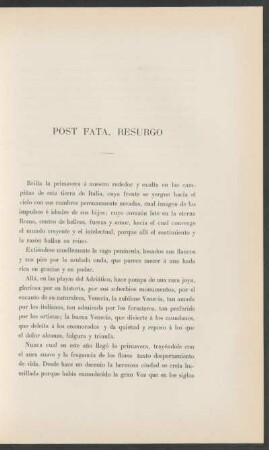 Post fata, resurgo
