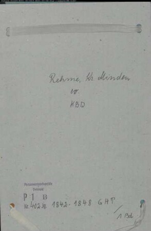 Kirchenbuchduplikat der evangelischen Gemeinde Rehme, Kreis Minden (GHT 1842-1848) (Gemeinde: Evangelische Gemeinde Rehme)
