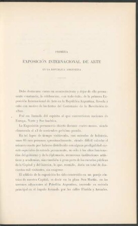 Primera exposición internacional de arte en la República Argentina