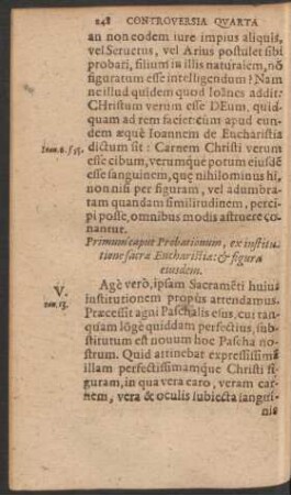 Primum caput Probationum, ex institutione sacrae Eucharistiae: et figura eiusdem.