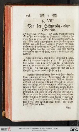 §. VIII. Von der Schulzucht, oder Disciplin