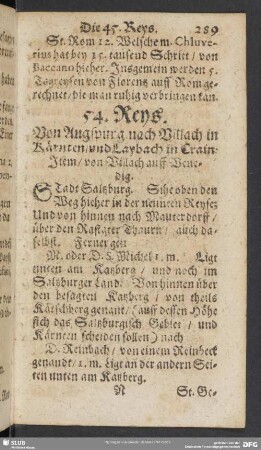54. Reys. Von Augspurg nach Villach in Kärnten, und Laybach in Crain: Item, von Villach auff Venedig