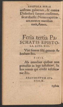 Feria tertia Paschatis Epistola ...