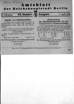 22. Sonder-Ausgabe, 7. April 1942