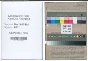 Entnazifizierung Klara Oberwinter , geb. 25.12.1901 ()
