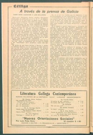 A través de la prensa de Galicia : Cómo debe juzgarse a los gallegos