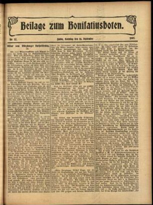 Zweite Ausgabe vom Sonntag, den 15. September 1907.