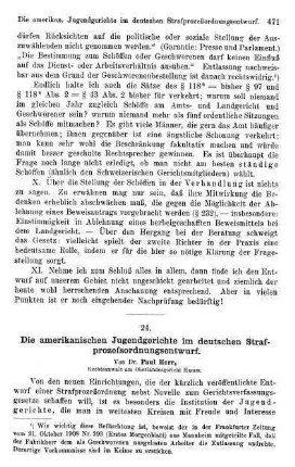 471-484, Die amerikanischen Jugendgerichte im deutschen Strafprozeſsordnungsentwurf