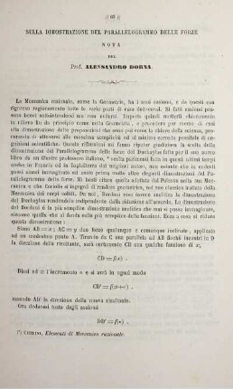 Sulla dimostrazione del parallelogrammo delle forze.