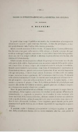 Saggio di interpetrazione della geometria non-euclidea.