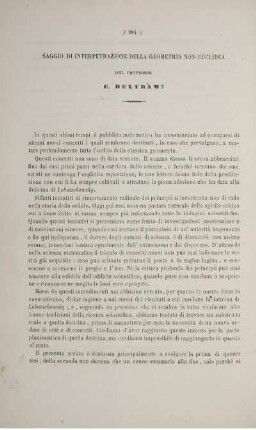 Saggio di interpetrazione della geometria non-euclidea.
