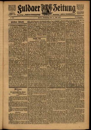 Erste Ausgabe vom Donnerstag, den 11. Juli 1907.