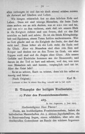 IV.B. Triumphe der heiligen Eucharistie