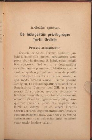 Articulus quartus. De Indulgentiis privilegiisque Tertii Ordinis.