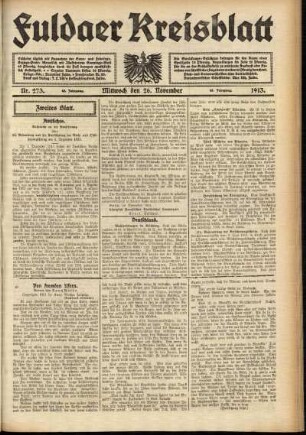 Zweite Ausgabe vom Mittwoch, den 26. November 1913.