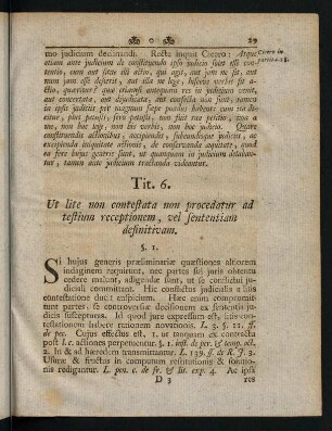 29-32, Tit. 6 Ut lite non contestata non procedatus ad testium receptionem, vel sententiom definitivam
