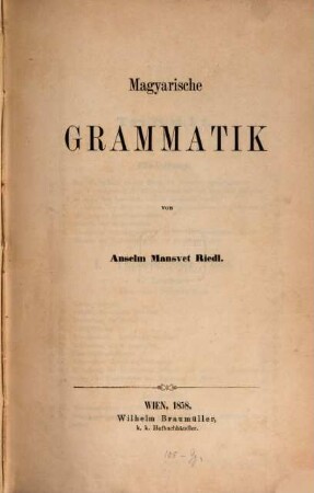 Magyarische Grammatik