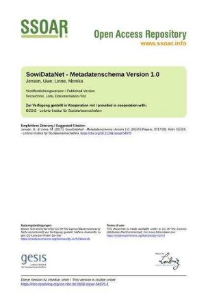SowiDataNet - Metadatenschema Version 1.0