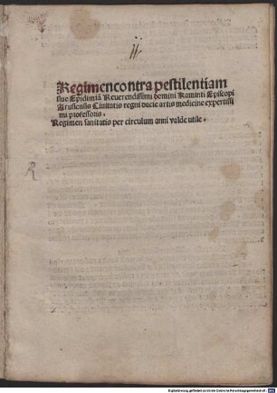 Regimen contra pestilentiam