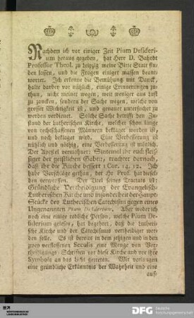 [Untersuchung dessen, was Herr D. Bahrdt Pio Desiderio entgegen gesetzet.]