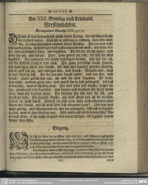 Am XXII. Sonntag nach Trinitatis. Versöhnlichkeit. Evangelium Matth. XIIX, 23-35