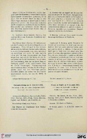 Vorstands-Sitzung am 15. Dezember 1899 / Séance du Comité du 15 décembre 1899
