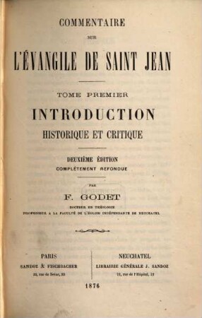 Commentaire sur l'Evangile de Saint Jean, 1