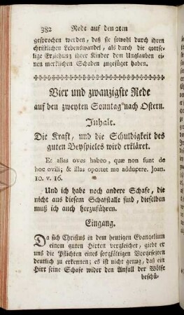 Vier und zwanzigste Rede auf den zweyten Sonntag nach Ostern.