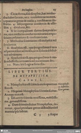 Liber Tertius. De Metaphysica