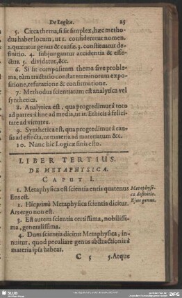 Liber Tertius. De Metaphysica