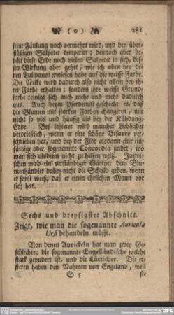 Sechs und dreysigster Abschnitt. Zeigt, wie man die sogenannte Auricula Ursi behandeln müsse