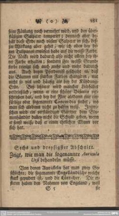 Sechs und dreysigster Abschnitt. Zeigt, wie man die sogenannte Auricula Ursi behandeln müsse