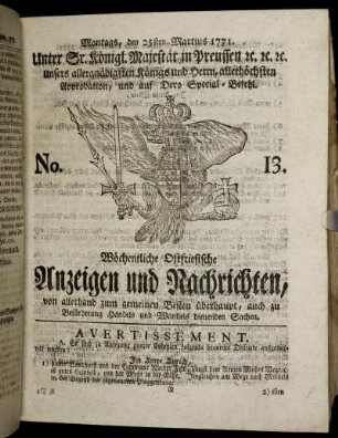 No. 13. Montags, den 25sten Martius 1771.