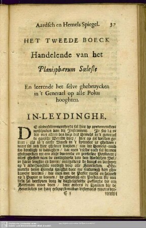 Het Tweede Boeck Handelende van het Planisphaerum Soeleste