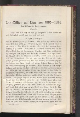 Die Mission auf Nias von 1897—1904 (Schluß)
