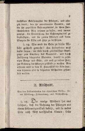 II. Abschnitt. Von den Bestandtheilen des thierischen Mists, seiner Wirkung, Zubereitung, und Abschaffung