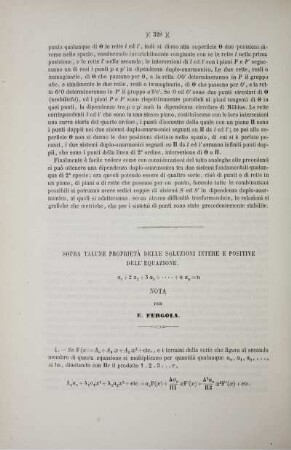 Sopra talune proprietà delle soluzioni intere e positive dell'equazione, ... .