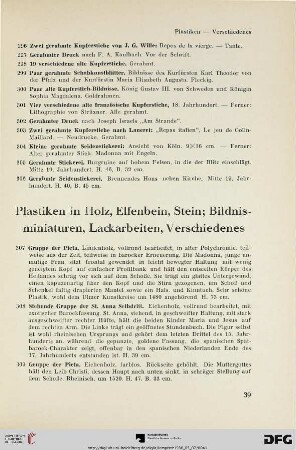 Plastiken in Holz, Elfenbein, Stein; Bildnisminiaturen, Lackarbeiten, Verschiedenes (Nr. 307-372)