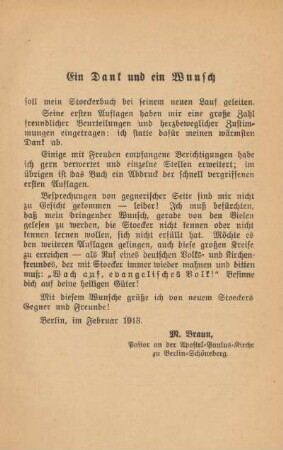 Ein Dank und ein Wunsch