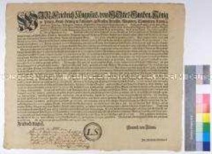 Mandat von Friedrich August I. Kurfürst von Sachsen betreffend das Aufstellen von Postmeilensäulen