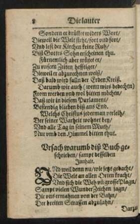 Ursach warumb diß Buch geschrieben/ sampt desselben Innhalt.