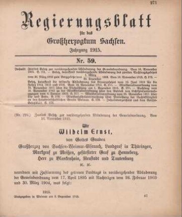 Nr. 226: Zweites Gesetz zur vorübergehenden Abänderung der Gemeindeordnung