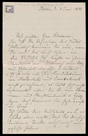 Brief von Anna Plothow an Wilhelm Schwaner