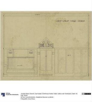 Darmstadt, Wohnhaus Keller, Halle, Aufriss der Westwand