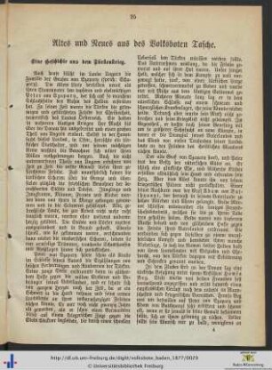 Altes und Neues aus des Volksboten Tasche.