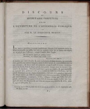 Discours Du Secrétaire Perpétuel Pour L'Ouverture de L'Assemblée Publique.