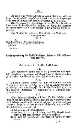 Prüfungsordnung für Volksschullehrer, Lehrer an Mittelschulen und Rectoren