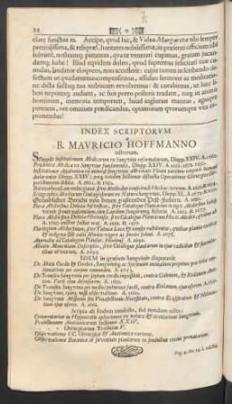 Index Scriptorum a B. Mauricio Hoffmanno editorum.