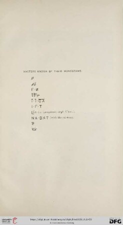 Masters known by their Monograms